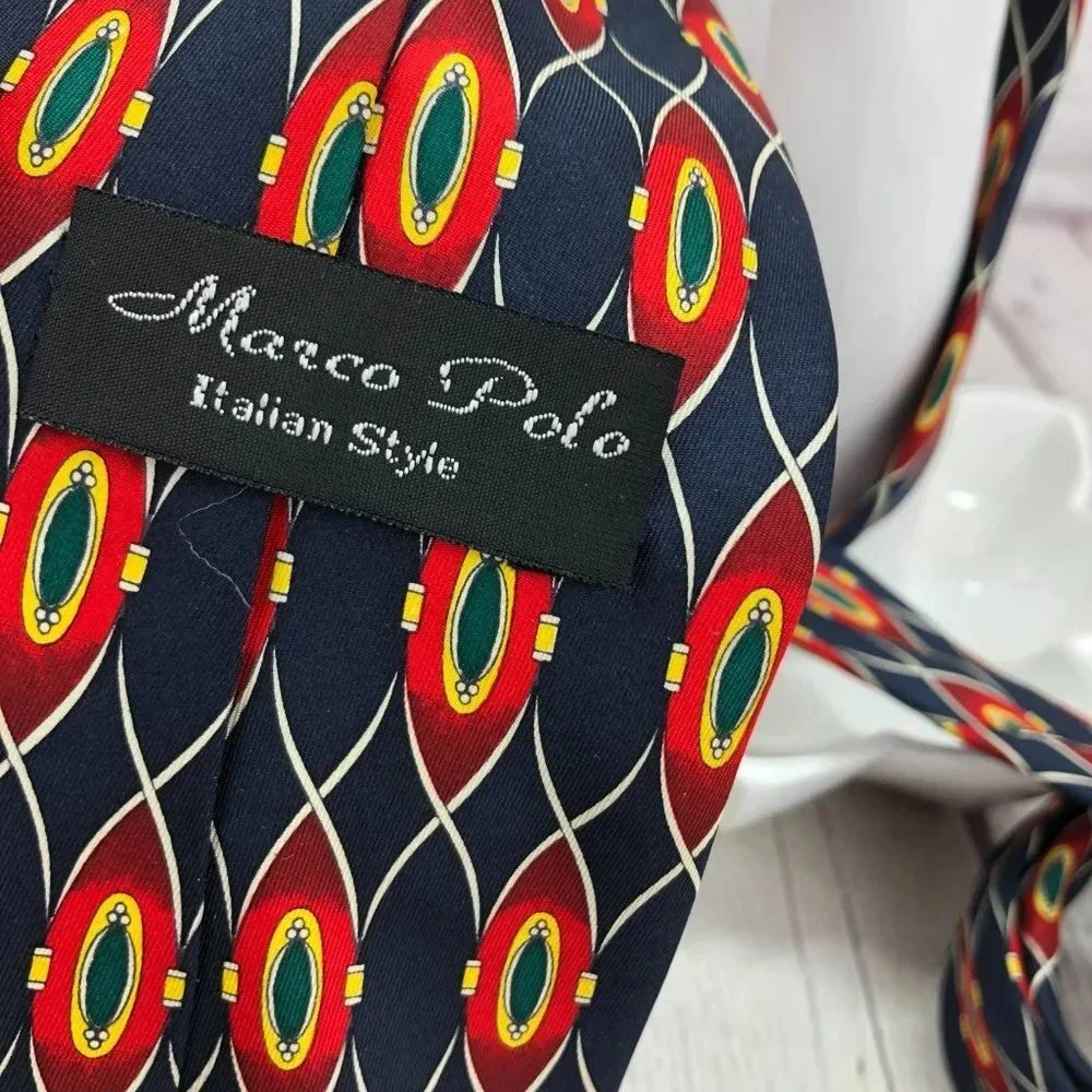 vintage marco polo italian style silk tie preppy office business